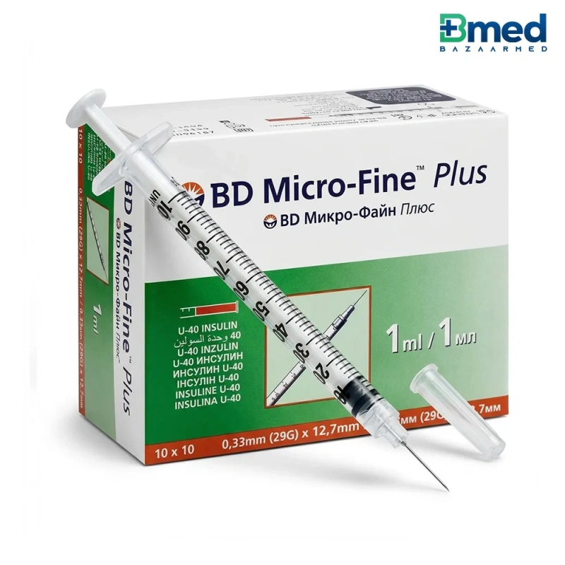 سرنگ انسولین BD پلاستیکی 1ML بسته 10عددی